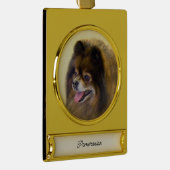 Spitz Black and Tan Malerei Original Hunde Kunst Banner-Ornament Gold (Rechts)