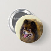 Spitz Black and Tan Malerei Original Hunde Kunst Button (Vorne & Hinten)