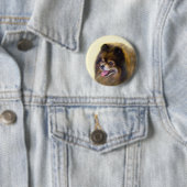 Spitz Black and Tan Malerei Original Hunde Kunst Button (Beispiel)