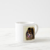 Spitz Black and Tan Malerei Original Hunde Kunst Espressotasse (Vorderseite Rechts)