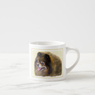 Spitz Black and Tan Malerei Original Hunde Kunst Espressotasse