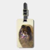 Spitz Black and Tan Malerei Original Hunde Kunst Gepäckanhänger (Vorderseite vertikal)