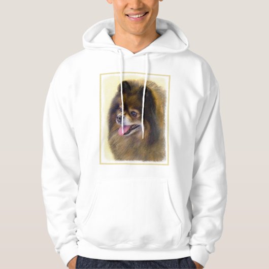 Spitz Black and Tan Malerei Original Hunde Kunst Hoodie (Vorderseite)