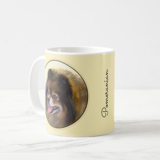 Spitz Black and Tan Malerei Original Hunde Kunst Kaffeetasse (Vorderseite Links)