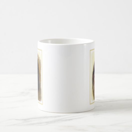 Spitz Black and Tan Malerei Original Hunde Kunst Kaffeetasse (Mittel)