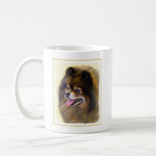 Spitz Black and Tan Malerei Original Hunde Kunst Kaffeetasse (Links)