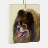 Spitz Black and Tan Malerei Original Hunde Kunst Keramikornament (Rechts)
