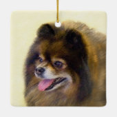 Spitz Black and Tan Malerei Original Hunde Kunst Keramikornament (Rückseite)