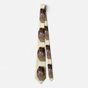 Spitz Black and Tan Malerei Original Hunde Kunst Krawatte