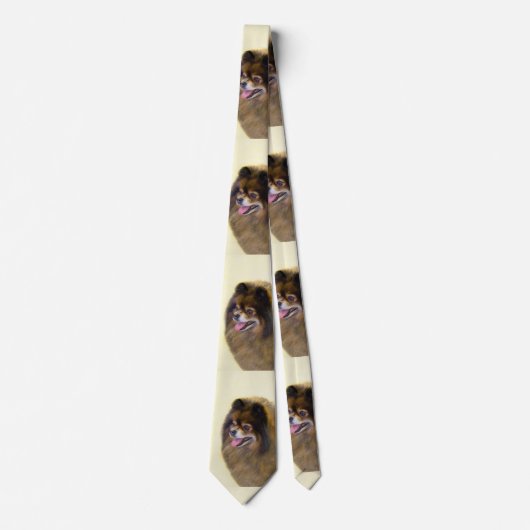 Spitz Black and Tan Malerei Original Hunde Kunst Krawatte (Vorderseite)