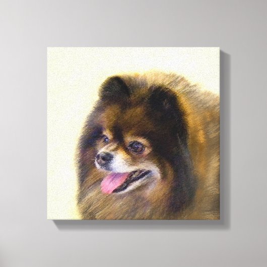 Spitz Black and Tan Malerei Original Hunde Kunst Leinwanddruck (Vorderseite)