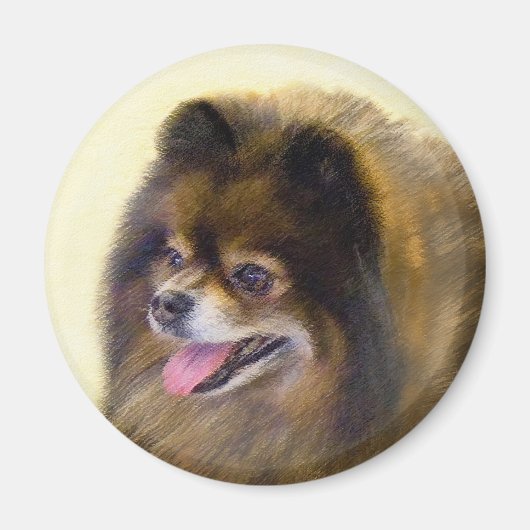 Spitz Black and Tan Malerei Original Hunde Kunst Magnet (Vorne)