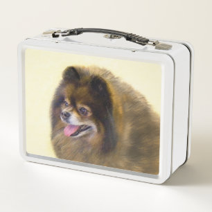 Spitz Black and Tan Malerei Original Hunde Kunst Metall Brotdose