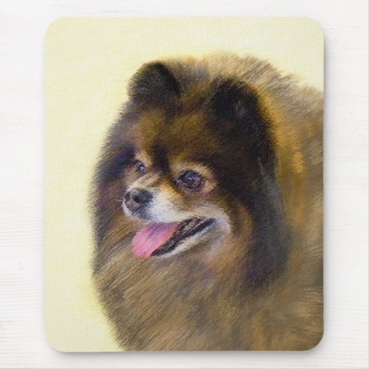 Spitz Black and Tan Malerei Original Hunde Kunst Mousepad (Vorne)