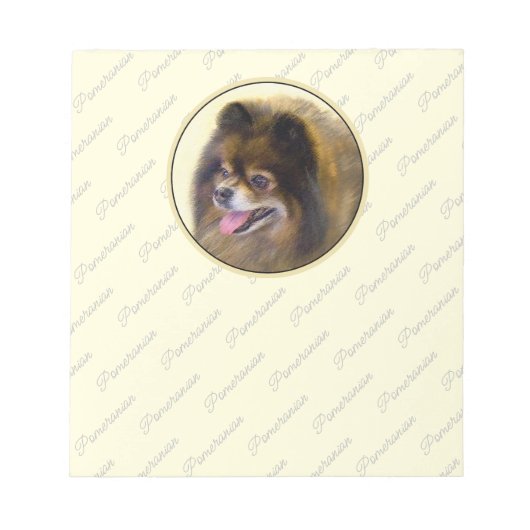 Spitz Black and Tan Malerei Original Hunde Kunst Notizblock (Vorderseite)