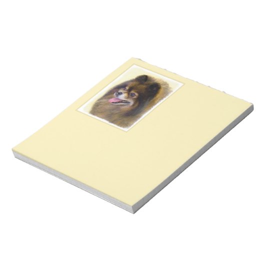 Spitz Black and Tan Malerei Original Hunde Kunst Notizblock (Rotiert)