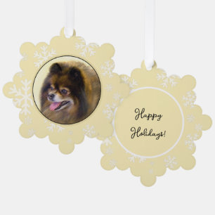 Spitz Black and Tan Malerei Original Hunde Kunst Ornament Karte