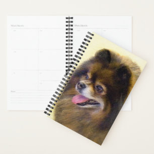 Spitz Black and Tan Malerei Original Hunde Kunst Planer