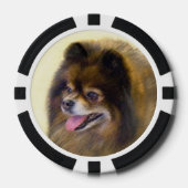 Spitz Black and Tan Malerei Original Hunde Kunst Pokerchips (Vorderseite)
