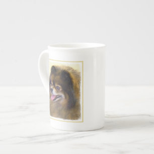 Spitz Black and Tan Malerei Original Hunde Kunst Porzellantasse