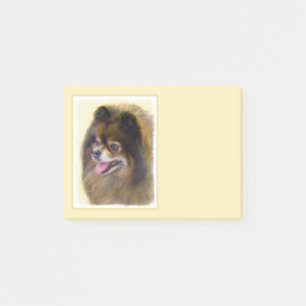 Spitz Black and Tan Malerei Original Hunde Kunst Post-it Klebezettel