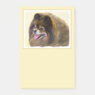 Spitz Black and Tan Malerei Original Hunde Kunst Post-it Klebezettel