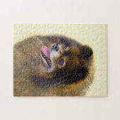 Spitz Black and Tan Malerei Original Hunde Kunst Puzzle (Horizontal)