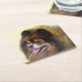 Spitz Black and Tan Malerei Original Hunde Kunst Rechteckiger Pappuntersetzer (angewinkelt)