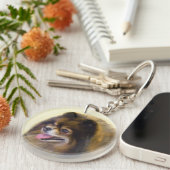 Spitz Black and Tan Malerei Original Hunde Kunst Schlüsselanhänger (Vorderseite rechts)