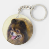 Spitz Black and Tan Malerei Original Hunde Kunst Schlüsselanhänger (Rückseite)