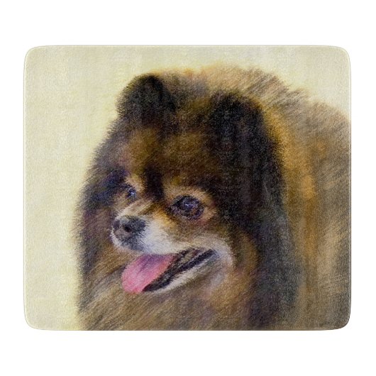 Spitz Black and Tan Malerei Original Hunde Kunst Schneidebrett (Vorderseite)