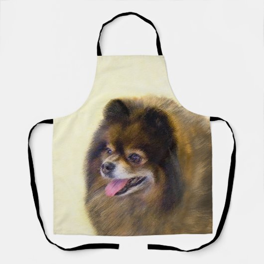 Spitz Black and Tan Malerei Original Hunde Kunst Schürze (Vorderseite)