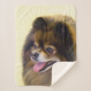Spitz Black and Tan Malerei Original Hunde Kunst Sherpadecke