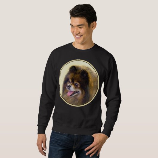 Spitz Black and Tan Malerei Original Hunde Kunst Sweatshirt (Vorne ganz)