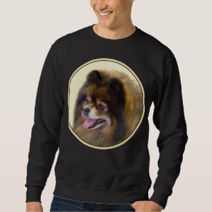 Spitz Black and Tan Malerei Original Hunde Kunst Sweatshirt