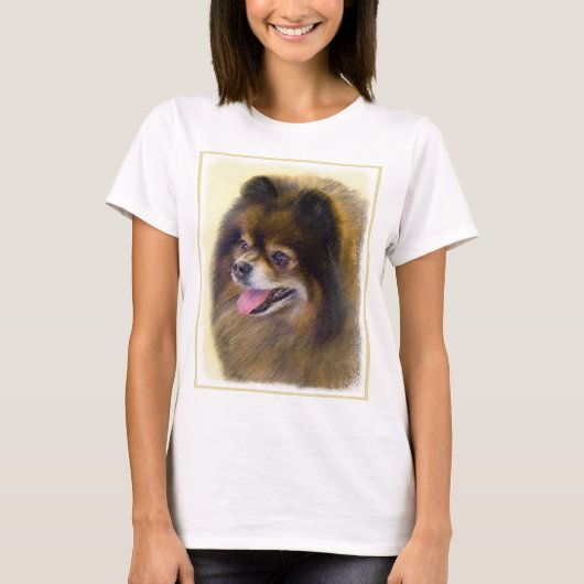 Spitz Black and Tan Malerei Original Hunde Kunst T-Shirt (Vorderseite)