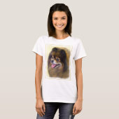 Spitz Black and Tan Malerei Original Hunde Kunst T-Shirt (Vorne ganz)