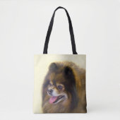 Spitz Black and Tan Malerei Original Hunde Kunst Tasche (Vorderseite)