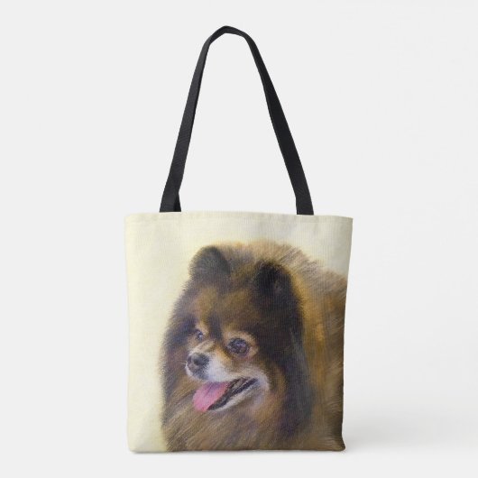 Spitz Black and Tan Malerei Original Hunde Kunst Tasche (Rückseite)