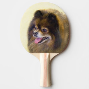 Spitz Black and Tan Malerei Original Hunde Kunst Tischtennis Schläger