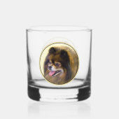 Spitz Black and Tan Malerei Original Hunde Kunst Whiskyglas (Rückseite)
