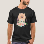 Spitz Blume Pommy Pom Dog Breed German Spion T-Shirt (Vorderseite)