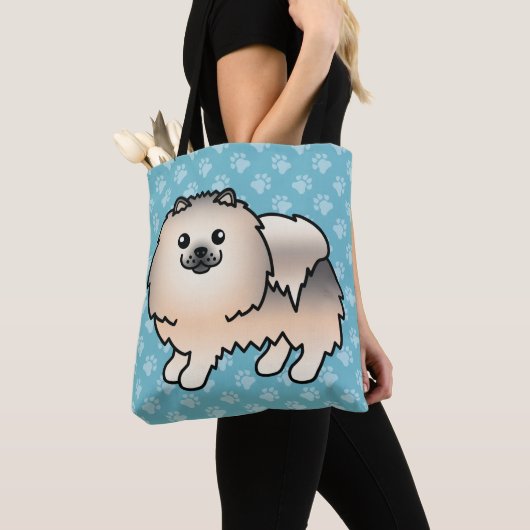 Spitz Cartoon Hund in Creme Sable Coat Tasche (Von Nahem)