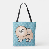 Spitz-Cartoon-Hund in Cremfarbcoat Tasche (Rückseite)