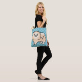 Spitz-Cartoon-Hund in Cremfarbcoat Tasche (Am Model)