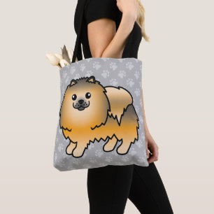 Spitz Cartoon Hund in Orangefarbenem Segeltuch Tasche