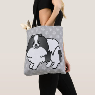 Spitz Cartoon Hund in Schwarz-Parti-Coat Tasche