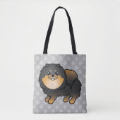 Spitz Cartoon Hund in Schwarz-Tan-Farbe Tasche (Vorderseite)