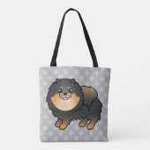 Spitz Cartoon Hund in Schwarz-Tan-Farbe Tasche (Rückseite)