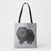 Spitz Cartoon Hund in schwarzer Coat Farbe Tasche (Vorderseite)